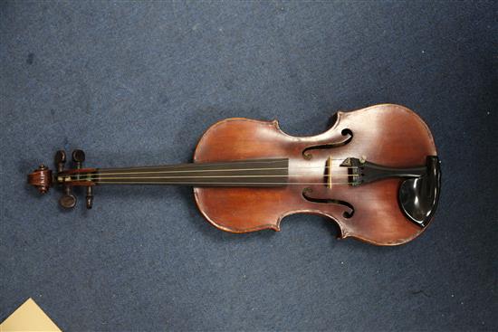 A violin, probably by F.W. Chanot, London 1900, after G. Guarneri